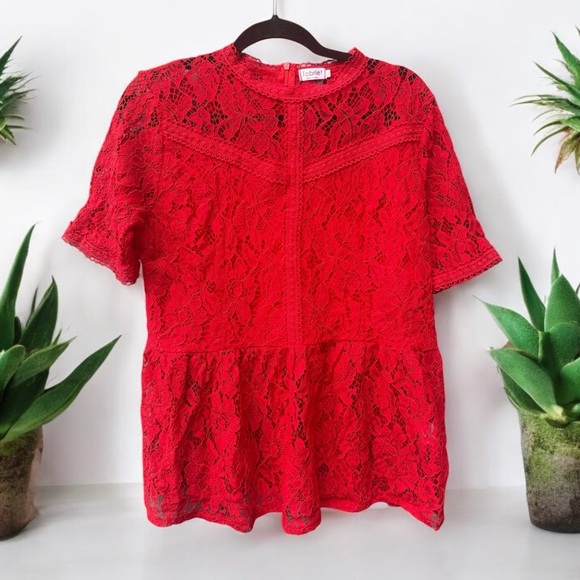 Tobrief Lace Peplum Blouse XL - Picture 1 of 2